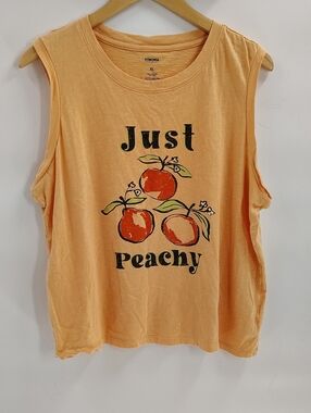 Sonoma Tank Size XL Just Peachy Graphic Quirky Tee Peach